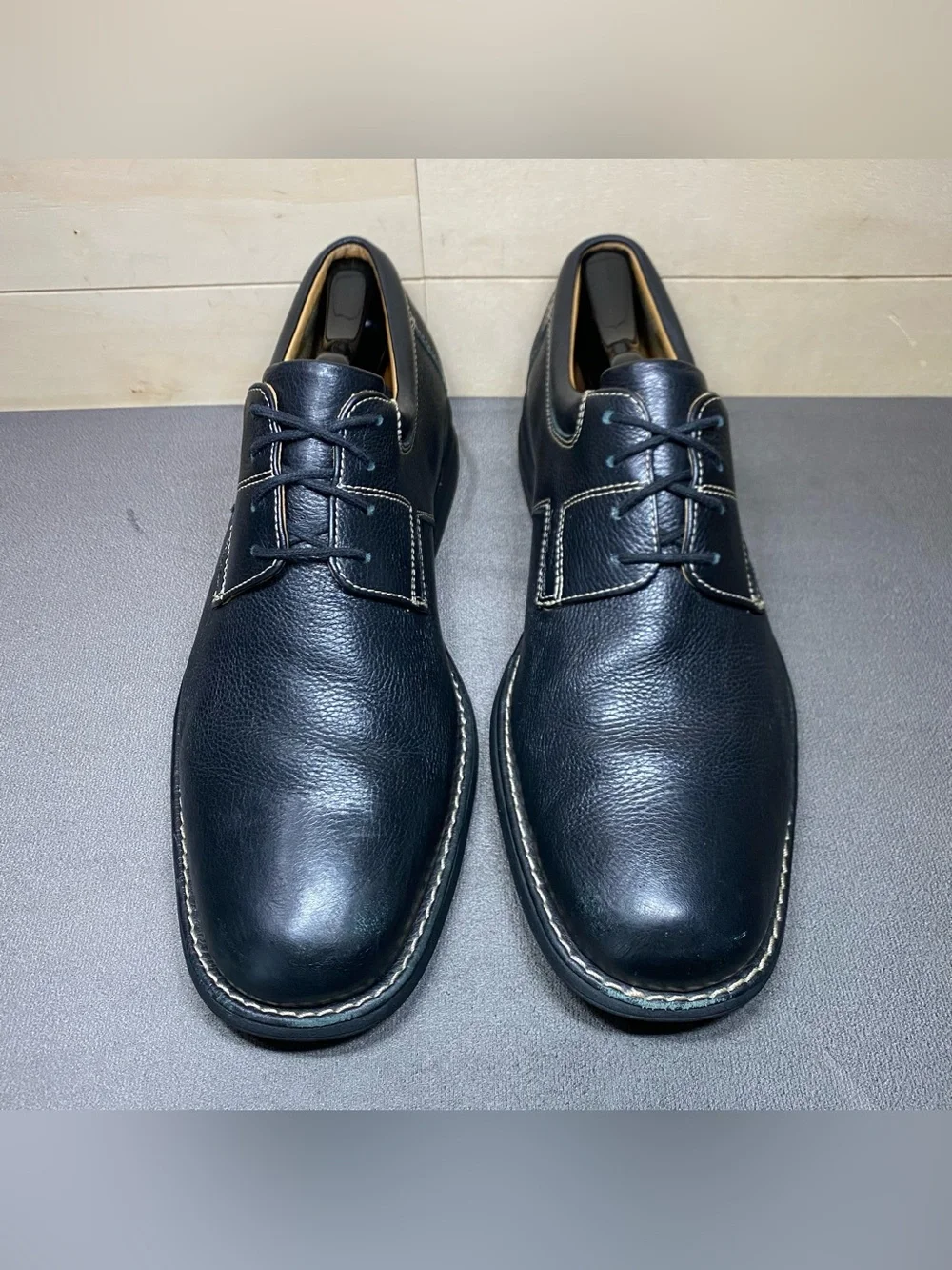 Johnston Murphy Shuler Oxfords Black Leather Men's Size 11 Shoes M Pebbled
